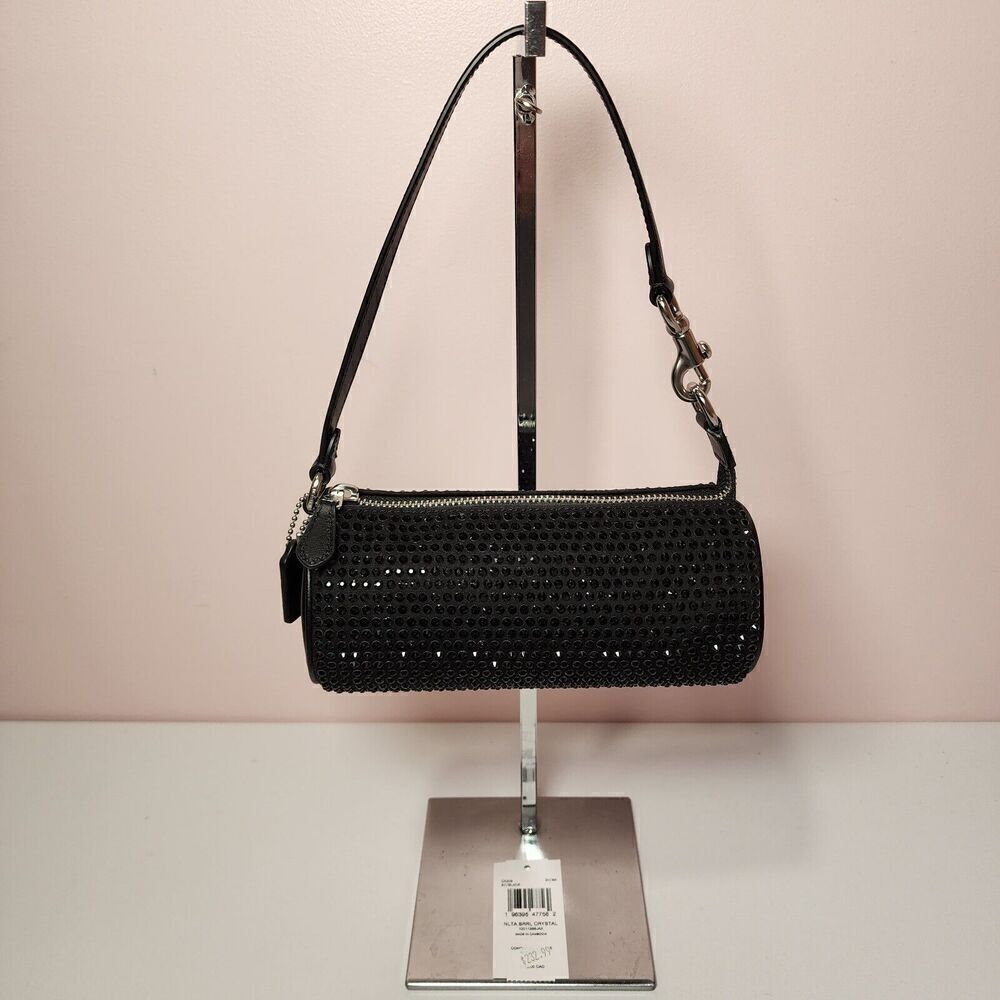 NWT COACH CX208 Nolita Barrel Crystal Bag Black Crystal Fabric